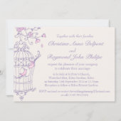 Invitation Les oiseaux roses pourpres ouvrent la cage faire-p (Dos)