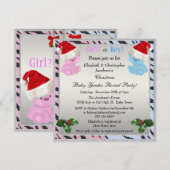 Invitation Les ours de Noël du bébé révèlent leur genre dans (Devant / Derrière)