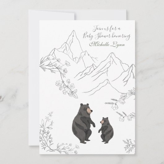 Invitation Les ours mignons et le Baby shower des bois de mon (Devant)