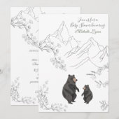 Invitation Les ours mignons et le Baby shower des bois de mon (Devant / Derrière)