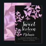 Invitation Les papillons holographiques Sweet sixteen rose<br><div class="desc">Sweet sixteen Invitations avec Faux papillons holographiques</div>