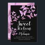 Invitation Les papillons holographiques Sweet sixteen rose<br><div class="desc">Sweet sixteen Invitations avec Faux papillons holographiques</div>