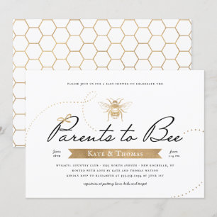 Invitation Les Parents d'or pour être Baby shower
