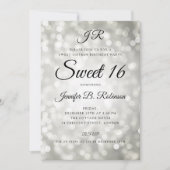 Invitation Les parties scintillantes d'argent de monogramme (Devant)