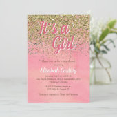 Invitation Les parties scintillantes de rose et de pêche (Debout devant)