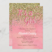 Invitation Les parties scintillantes de rose et de pêche (Devant / Derrière)