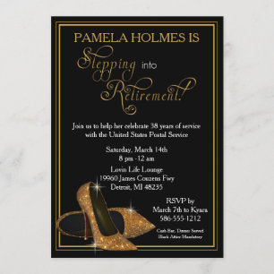 Invitation Les parties scintillantes d'or chaussent la partie