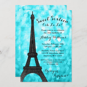 Invitation Les parties scintillantes turquoises de Paris