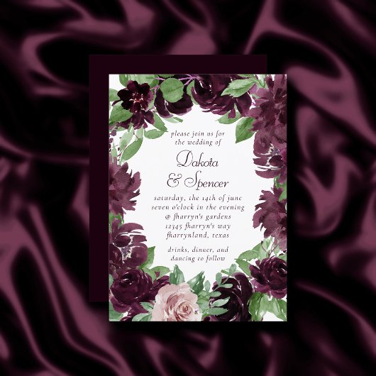 Invitation Les passions de Moody | Vin violet Dramatique Rose