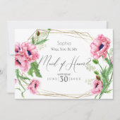 Invitation Les pavots roses seront-vous ma servante d'honneur (Devant)