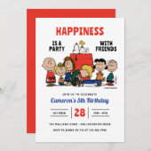 Invitation Les Peanuts Le Bonheur Est Une Fête D'anniversaire (Devant / Derrière)