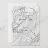 Invitation Les perles du Rosaire d'argent Première communion (Devant)