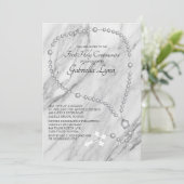 Invitation Les perles du Rosaire d'argent Première communion (Debout devant)