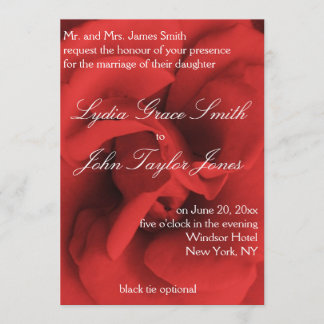 Invitation Les pétales de la rose rouge invitent à un mariage