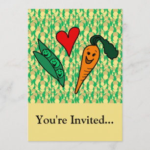 Invitation Les petits pois adorent les carottes, le vert et l