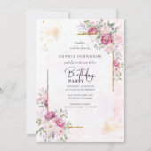 Invitation Les pivoines avec cadre or (Devant)