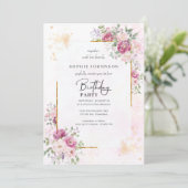 Invitation Les pivoines avec cadre or (Debout devant)