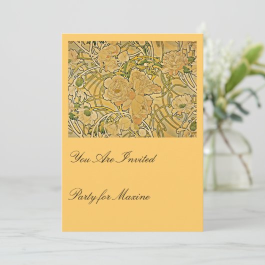 Invitation Les pivoines de Mucha (Debout devant)