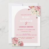 Invitation Les pivoines florales et le Baby shower Rose (Devant)