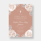 Invitation Les pivoines florales traversent la sainte communi