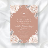 Invitation Les pivoines florales traversent la sainte communi