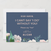 Invitation Les pivoines romantiques | Blue Maid Of Honor Prop (Dos)