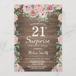 Invitation Les pivoines roses florales russes surprennent le<br><div class="desc">Les tourterelles roses florales russes surprennent 21e anniversaire Invitation pour femmes. Fleur florale aquarelle. Fleurs de roses et de pivoines élégantes. Anniversaire adulte. Arrière - plan en bois rustique. Country Vintage Retro. 13e 15e 16e 18e 20e 21e 30e 40e 50e 60e 70e 80e 90e 100e, n'importe quel âge.Pour plus de...</div>