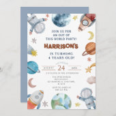 Invitation Les planètes de l'espace extra-atmosphérique sorte (Devant / Derrière)