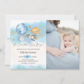 Invitation Les planètes spatiales Boy Photo du premier Baby s (Devant)