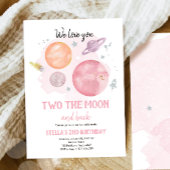 Invitation Les Planètes spatiales Deux La Lune Fille Annivers