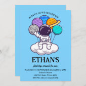 Invitation Les Planètes spatiales Extérieures Garçon 1er fête (Devant / Derrière)