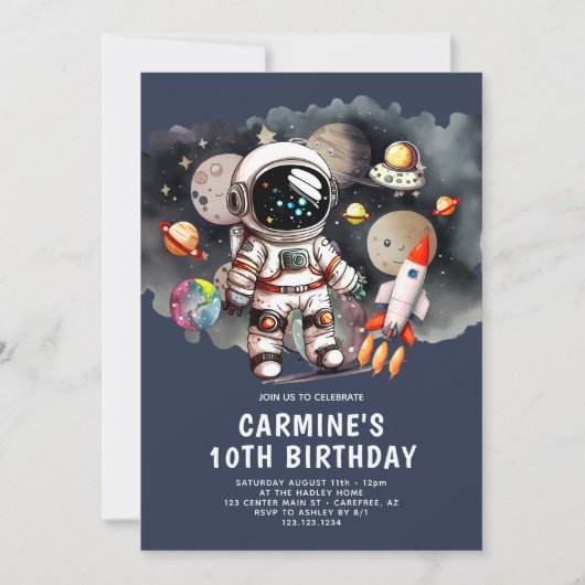 Invitation Les planètes spatiales extra-spatiales garçon 10e  (Devant)