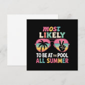 Invitation Les Plus Probables D'Être À La Piscine Tous Enseig (Devant / Derrière)