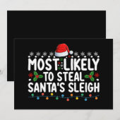 Invitation Les Plus Susceptibles De Voler Père Noël Sleigh No (Devant / Derrière)