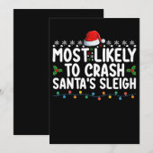 Invitation Les Plus Susceptibles D'Écraser Père Noël Sleigh C (Devant / Derrière)