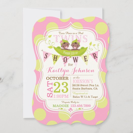 Invitation Les pois dans un Africain de cosse jumelle (Devant)