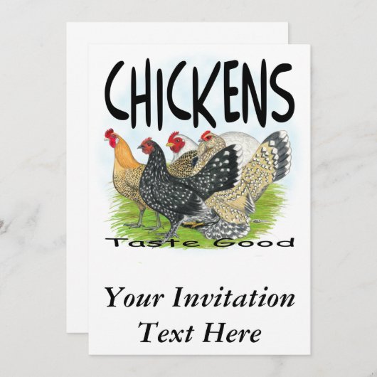 Invitation Les Poulets Goûtent Bien ! (Devant / Derrière)