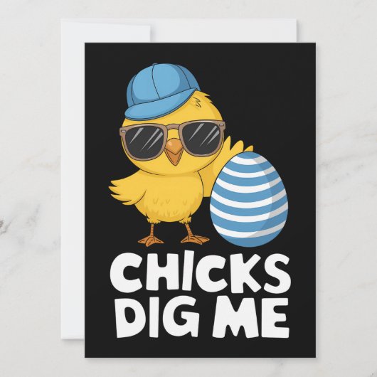 Invitation Les poussins m'aiment Pâques Drôle de chasse aux œ (Devant)