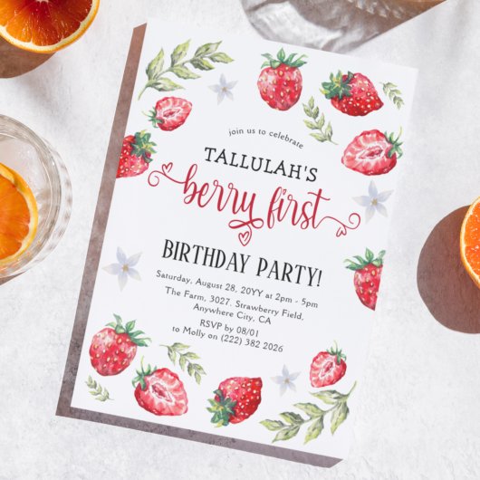 Invitation Les premiers fruits rouges pour le premier anniver