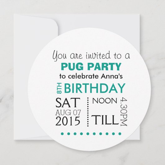 Invitation Les Pug Règnent sur la Fête (Dos)
