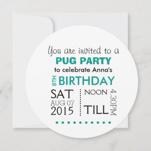 Invitation Les Pug Règnent sur la Fête