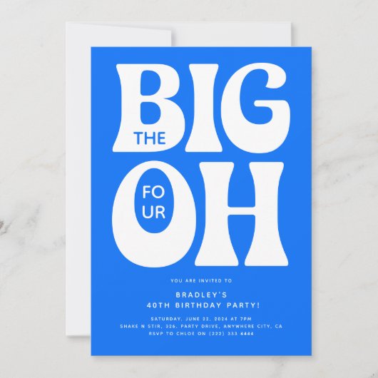 Invitation Les quatre grands OH ! 40e anniversaire bleu (Devant)