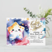 Invitation Les rêves du Baby shower céleste (Debout devant)