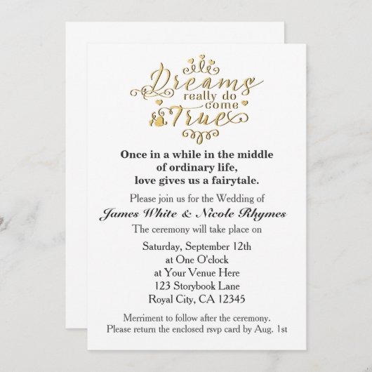 Invitation LES RÊVES VRAIMENT DEVIENNENT VRAIMENT DE VRAIS Fa (Devant / Derrière)