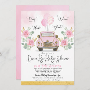 Invitation Les Roses d'or rose traversent le Baby shower des 