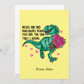 Invitation Les roses sont Red Funny Dinosaur Saint Valentin (Devant / Derrière)