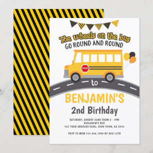 Invitation Les roues de l'autobus