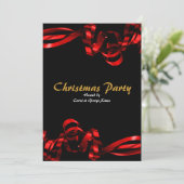 Invitation Les rubans rouges de Noël élégants (Debout devant)