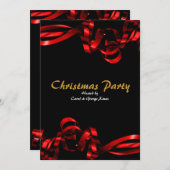 Invitation Les rubans rouges de Noël élégants (Devant / Derrière)