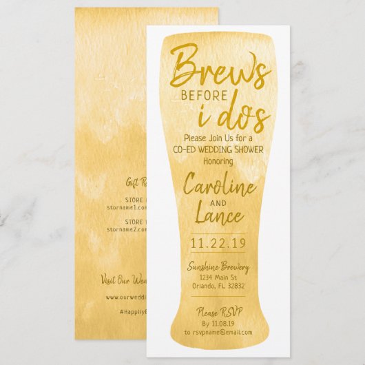 Invitation Les seins avant que je ne sois co-Ed Wedding showe (Devant / Derrière)